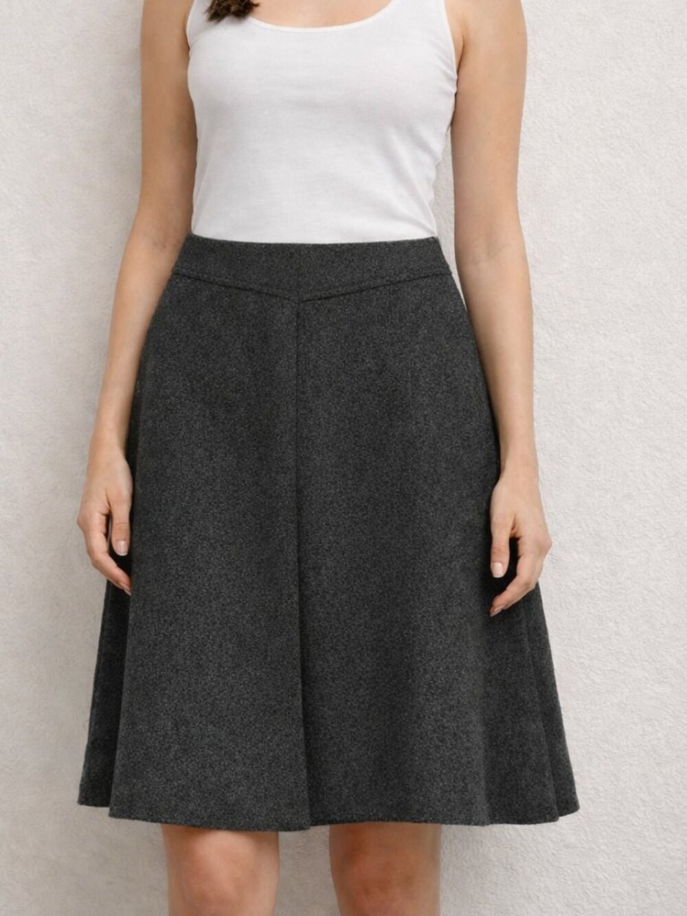 Women Knee Length Stretch Midi A-Line Skirt Charcoal Gray Grey Size 18W